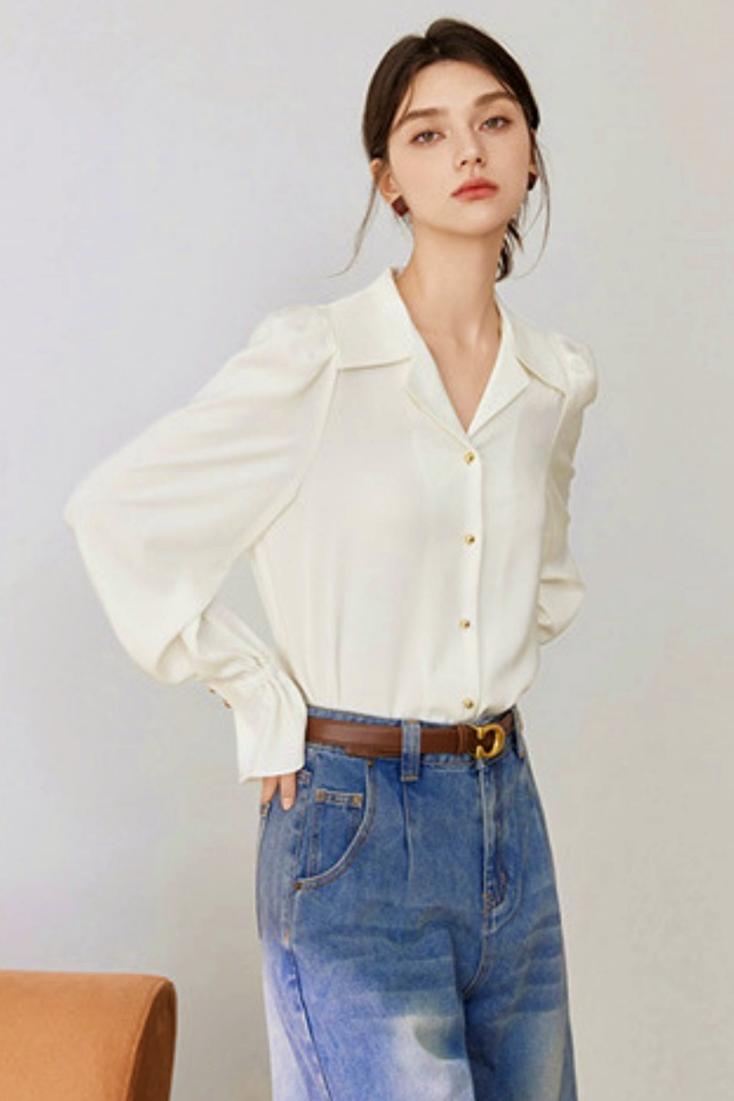 French Drape Chiffon Shirt