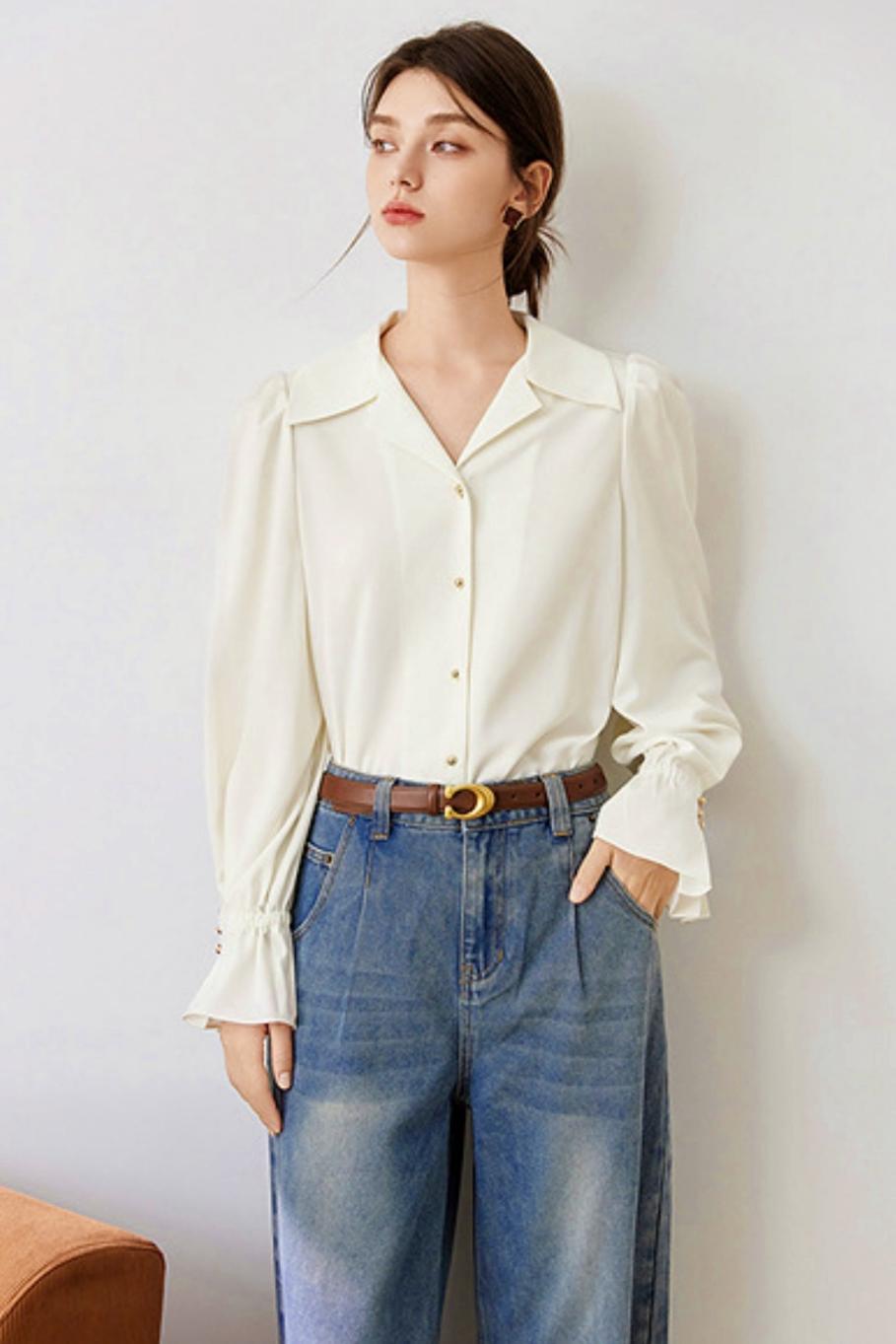 French Drape Chiffon Shirt