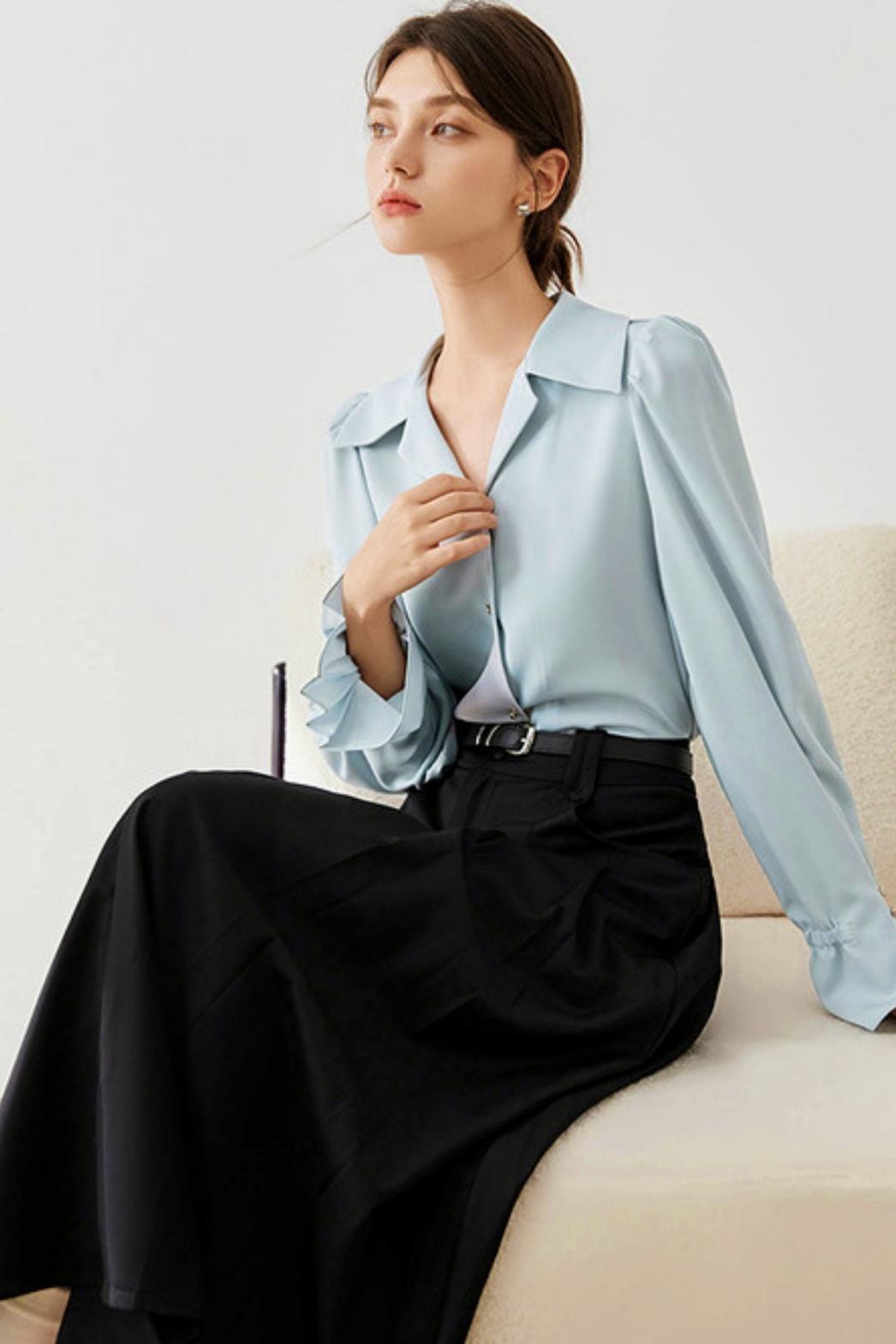 French Drape Chiffon Shirt