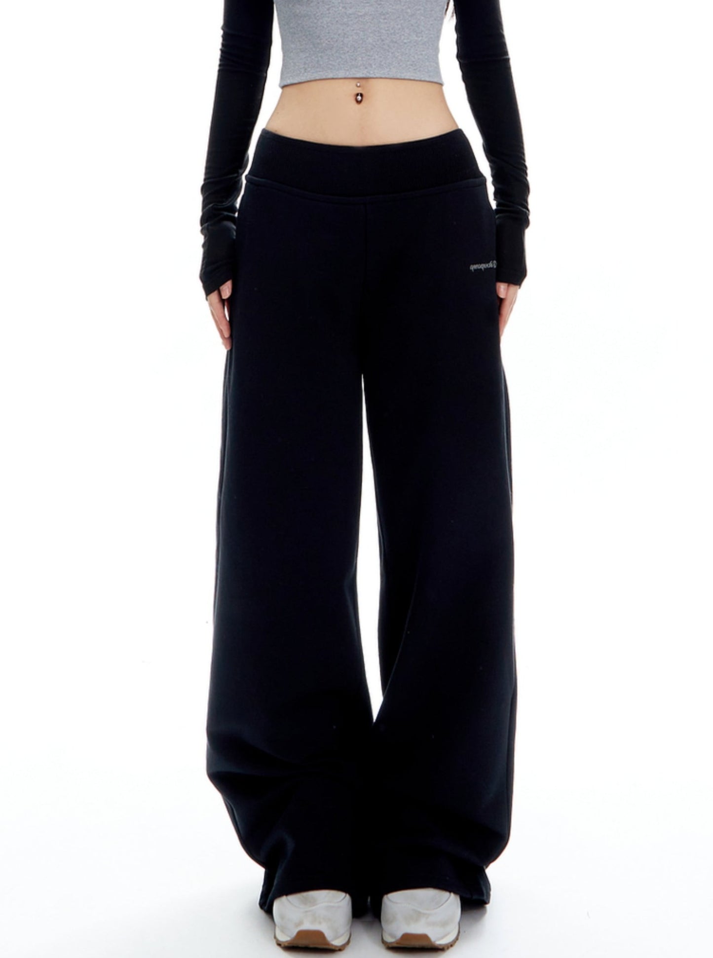 Ribbed Stitching Waistband Mop Pants