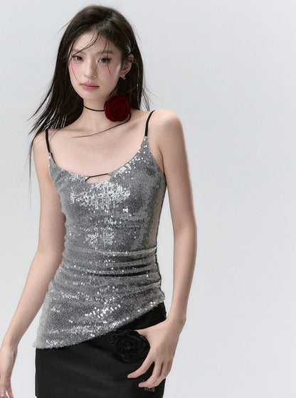 Glitzerndes unregelmäßiges Camisole-Top