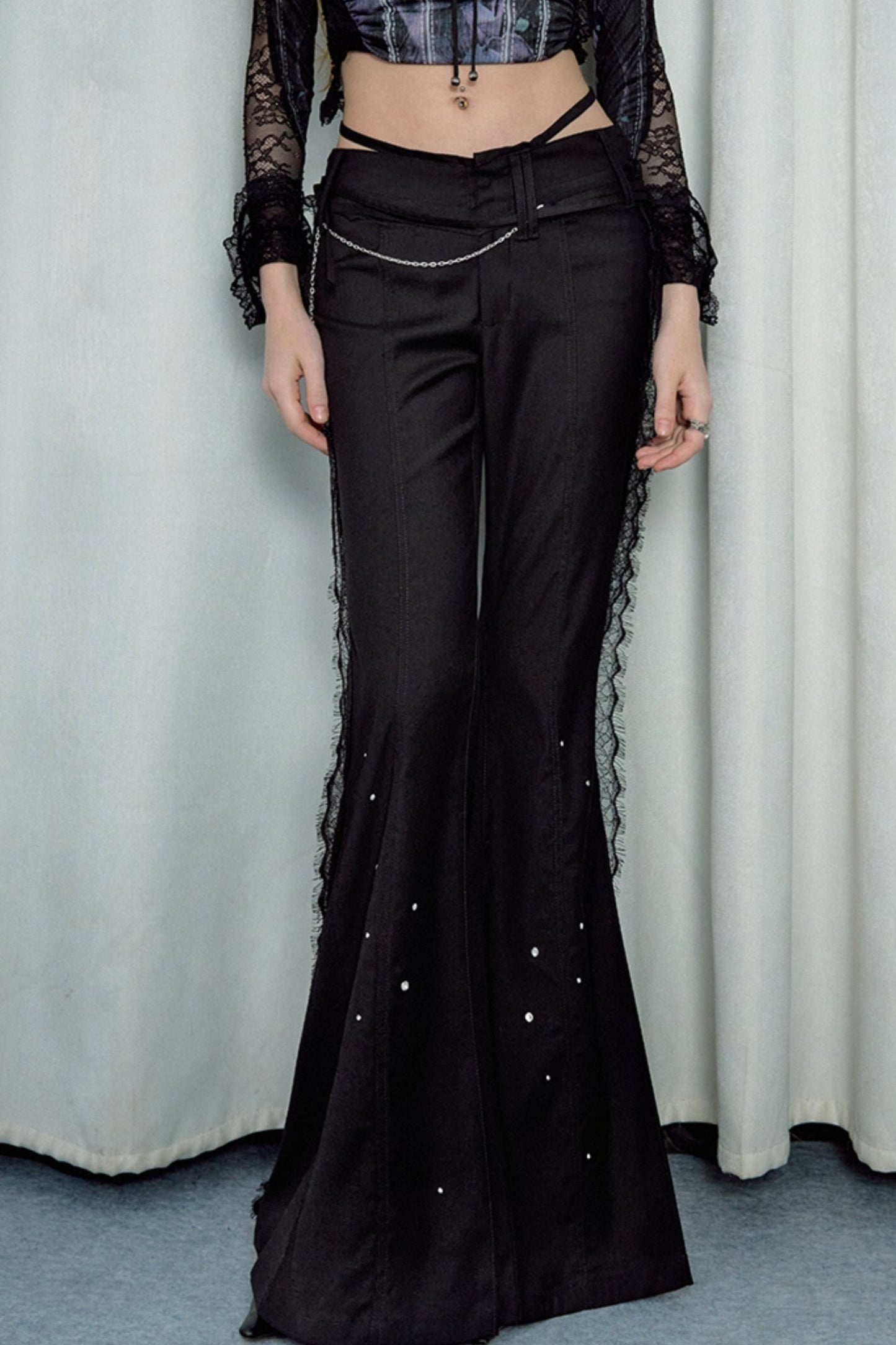 Flared Lace Suit Fabric Trousers