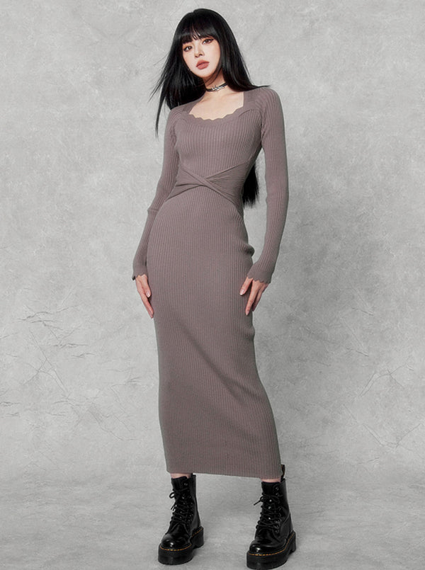 Pinching Waist Knitted Dress