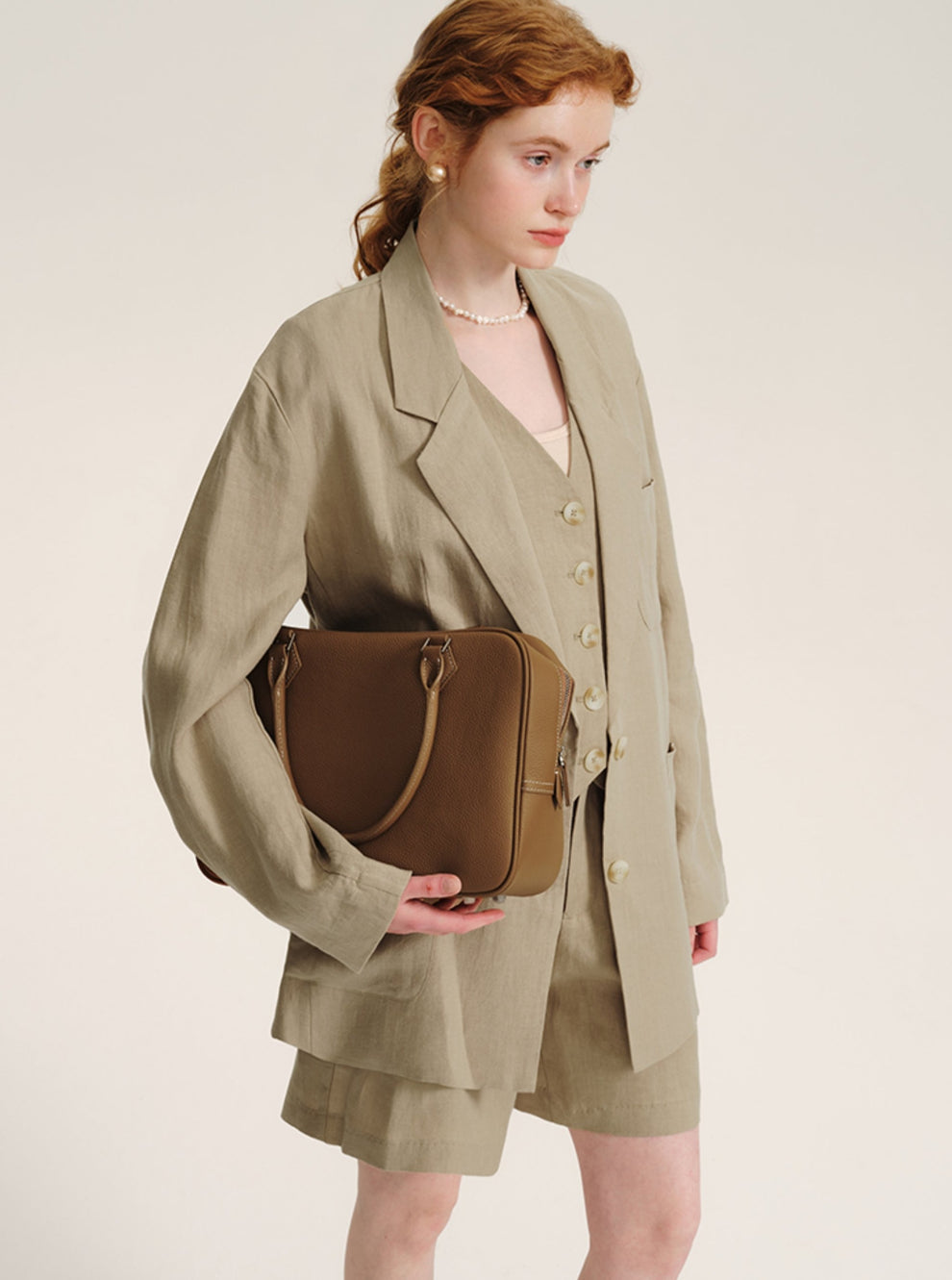 V-Neck Buttoned Vest with Shorts Set