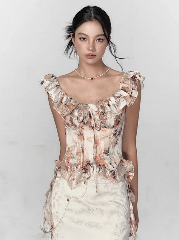 Fungus Trim Floral Top