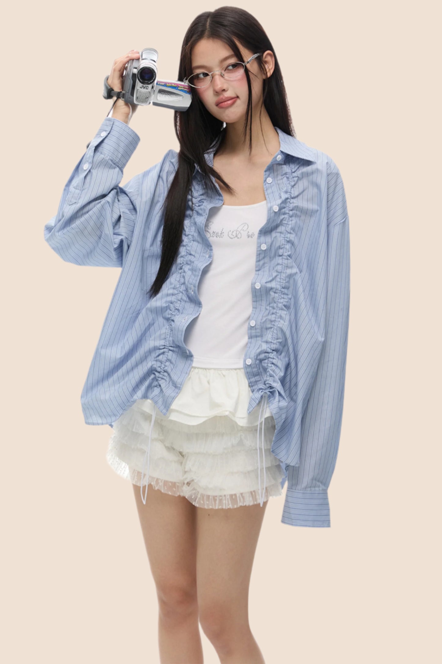 Loose Fit Gathered Shoulder Shirt