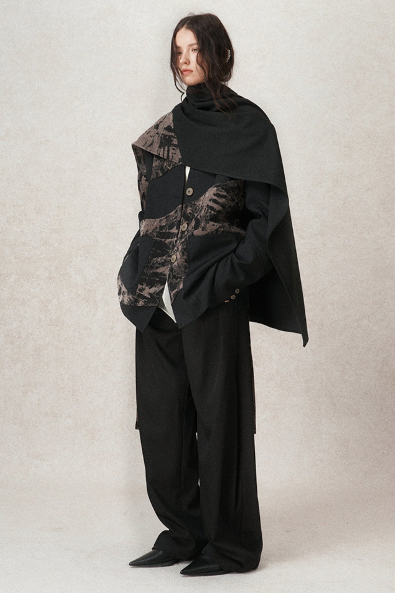 Loose Fit Structured Velvet Jacket