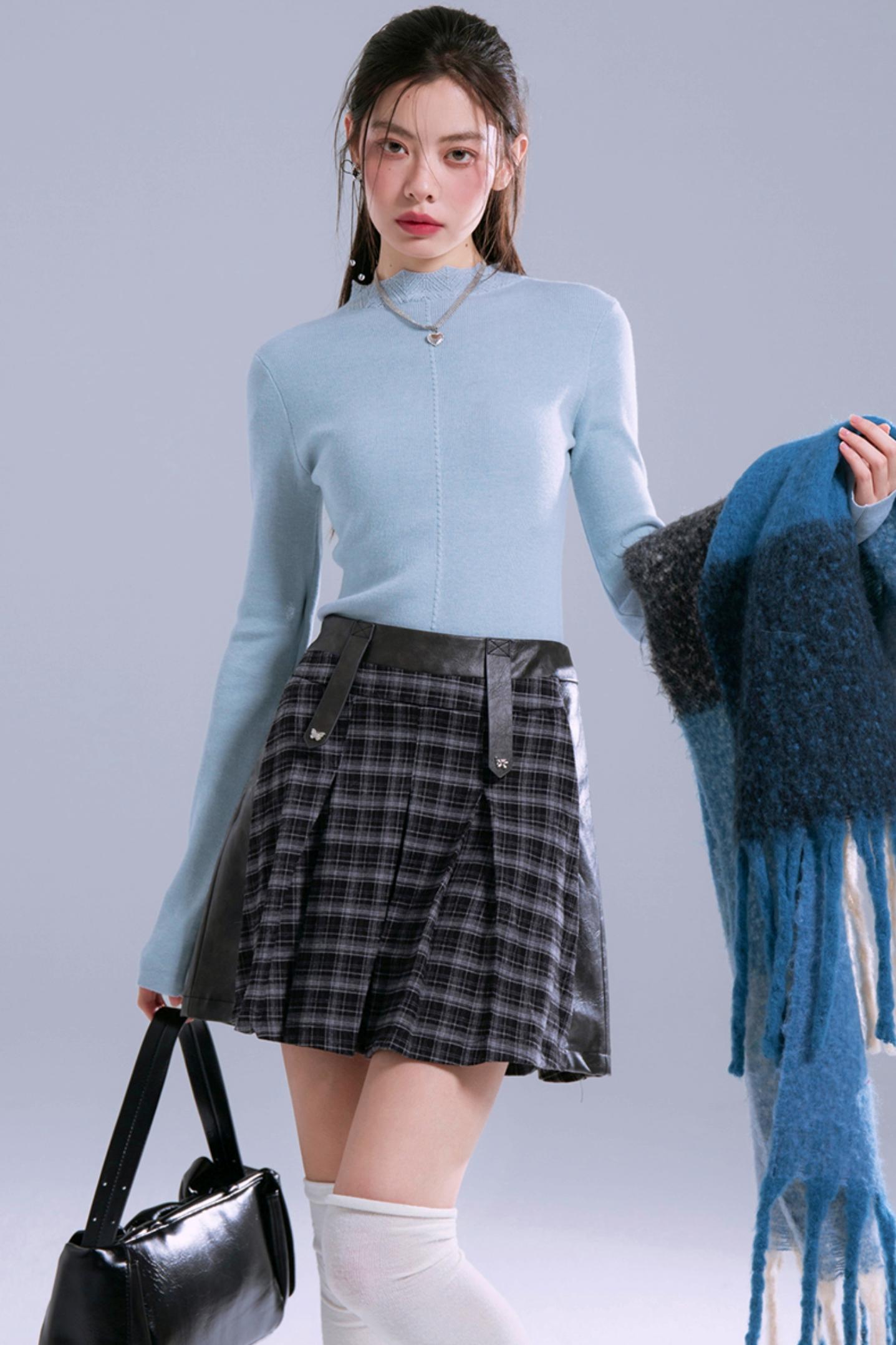 Twisted Wave Collar Wool Base Layer Top