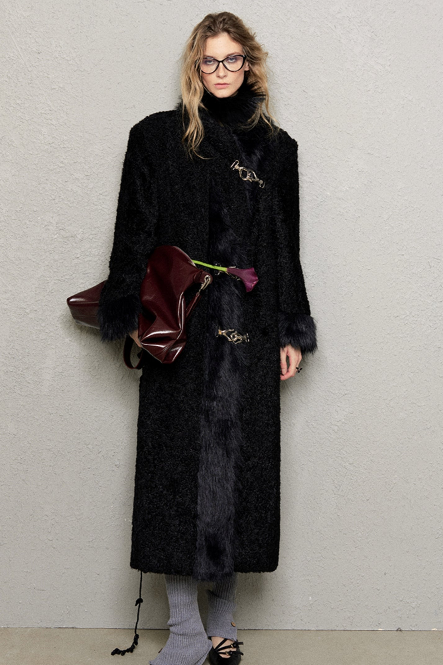 Patchwork Tweed Wool Midi Coat