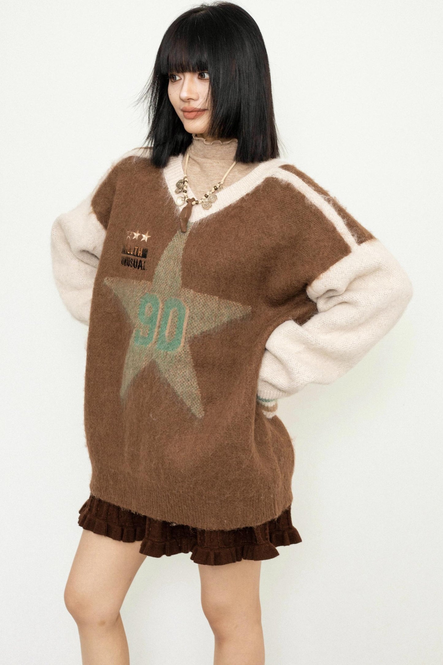 V-Neck College Knit Sweater