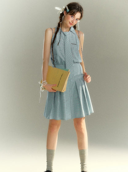 College Blue French Sleeveless Dress