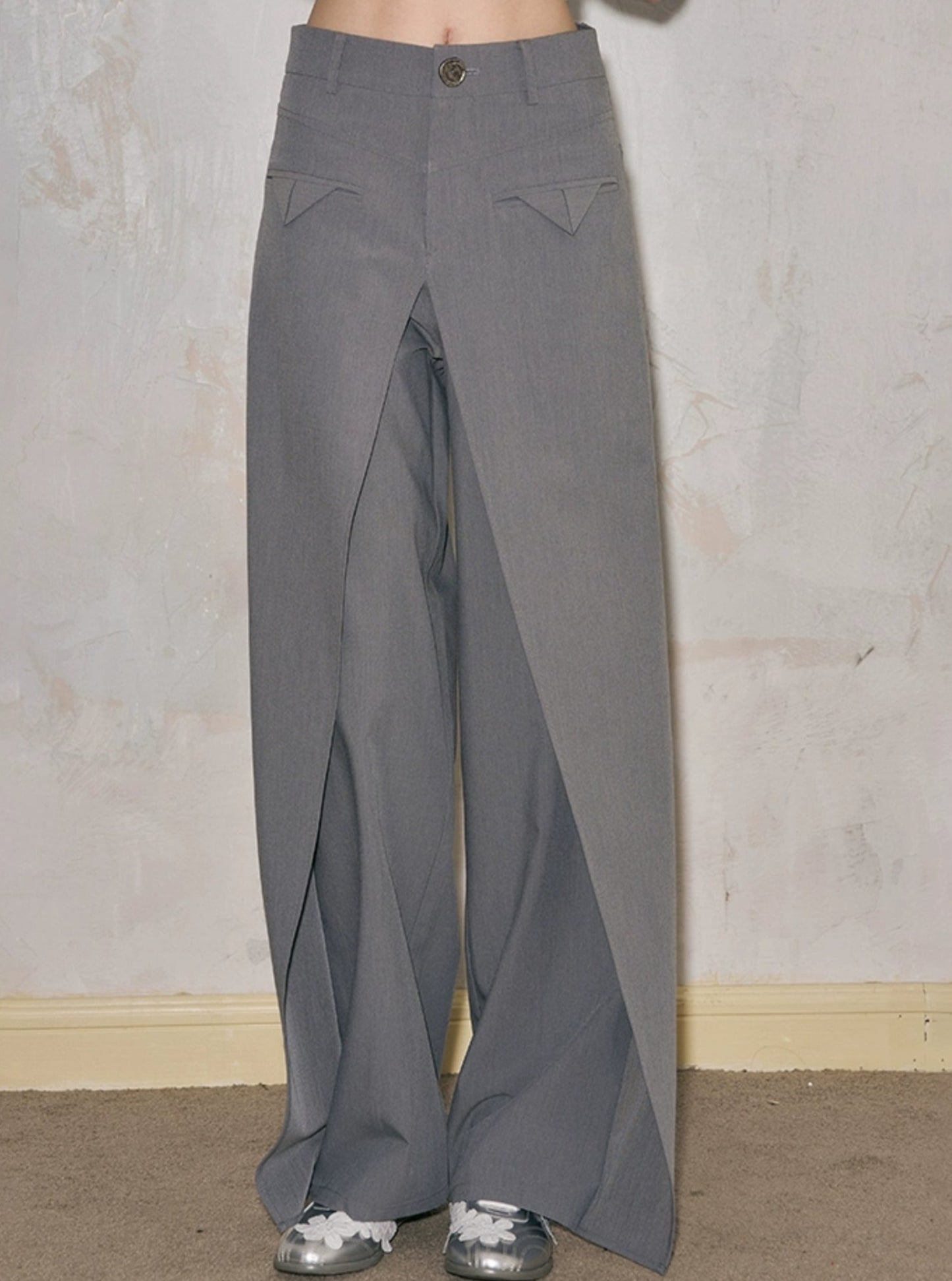 Deconstructed Wide Leg Pants