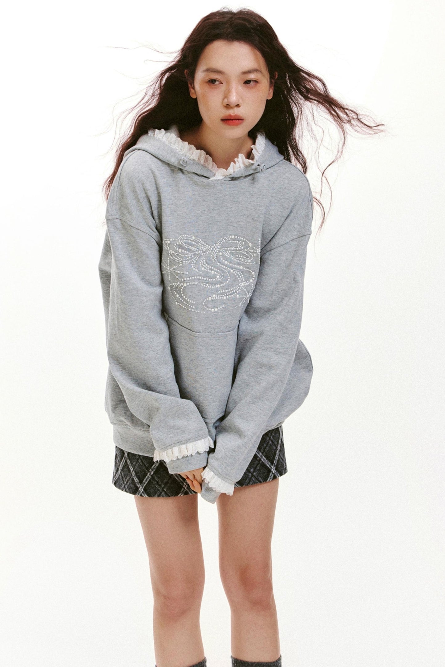 Bow Design Grey Sweatshirt