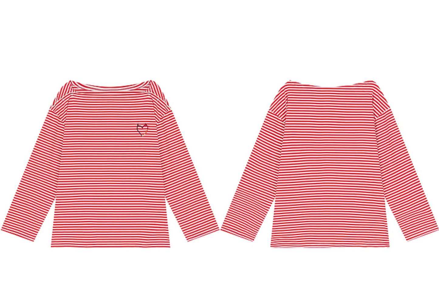 Love Embroidery Striped Long Sleeve Top