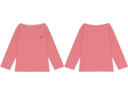 Love Embroidery Striped Long Sleeve Top