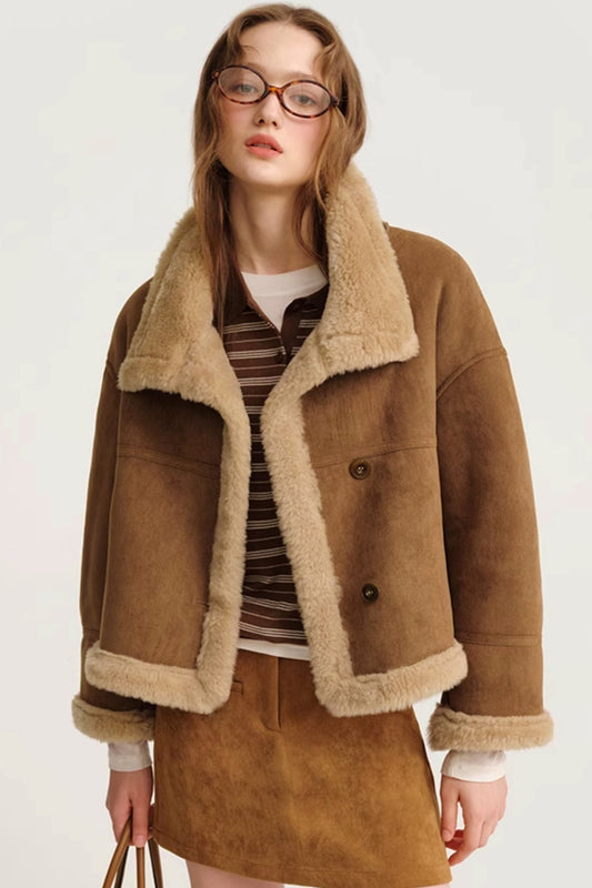 Fur Integrated Suede Padded Jacket