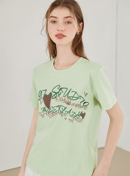 Kurzärmeliges T-Shirt mit Buchstabenaufdruck