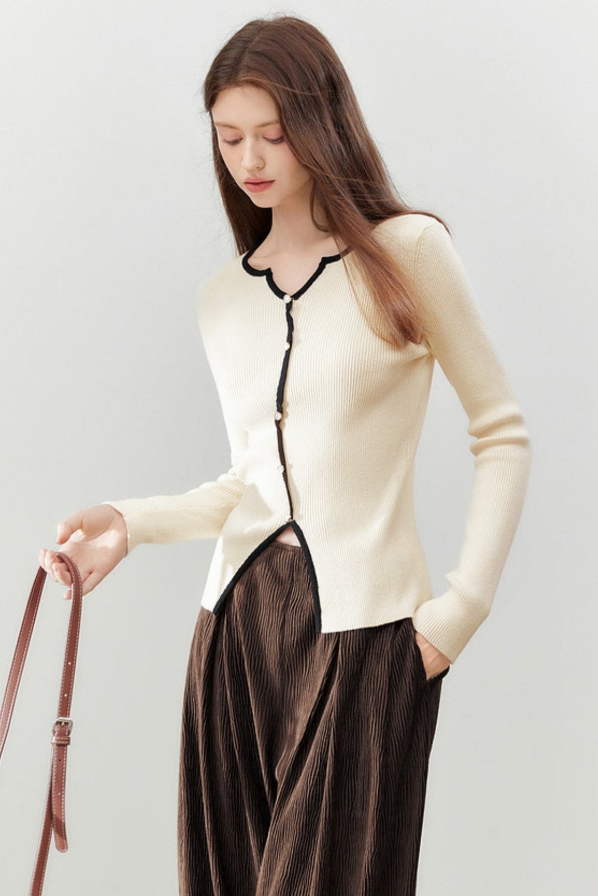 Asymmetrical Design Knitted Cardigan