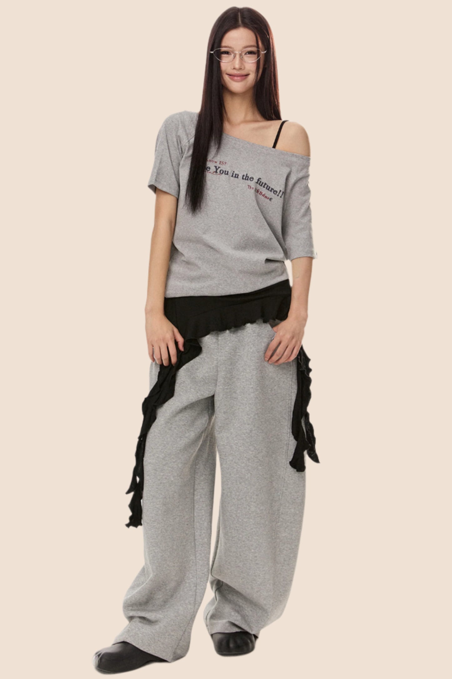 Retro Loose Off Shoulder T-Shirt