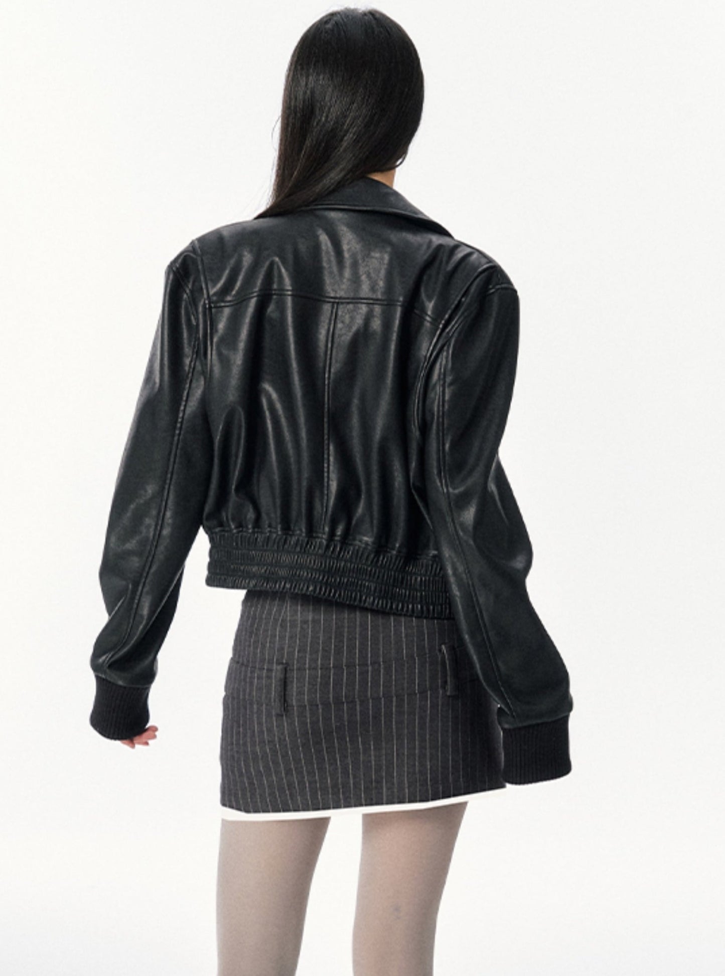 American Retro Short Black Leather Jacket