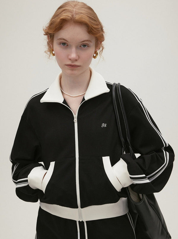 contrasting casual logo embroidered jacket