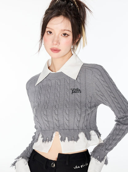 Patchwork Preppy Sweater Top