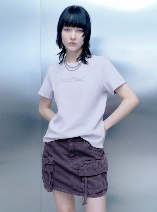 Embroidery Crew Neck Short Sleeve Top