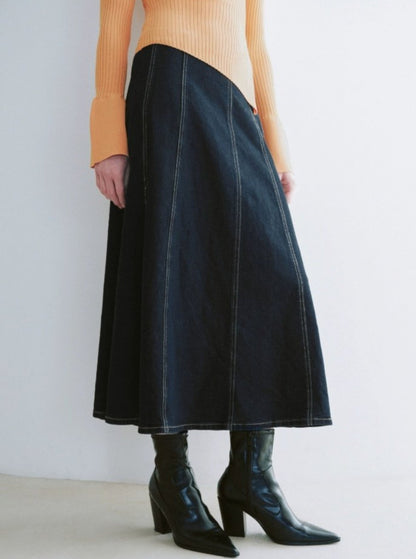 Charm A-Type Long Denim Skirt