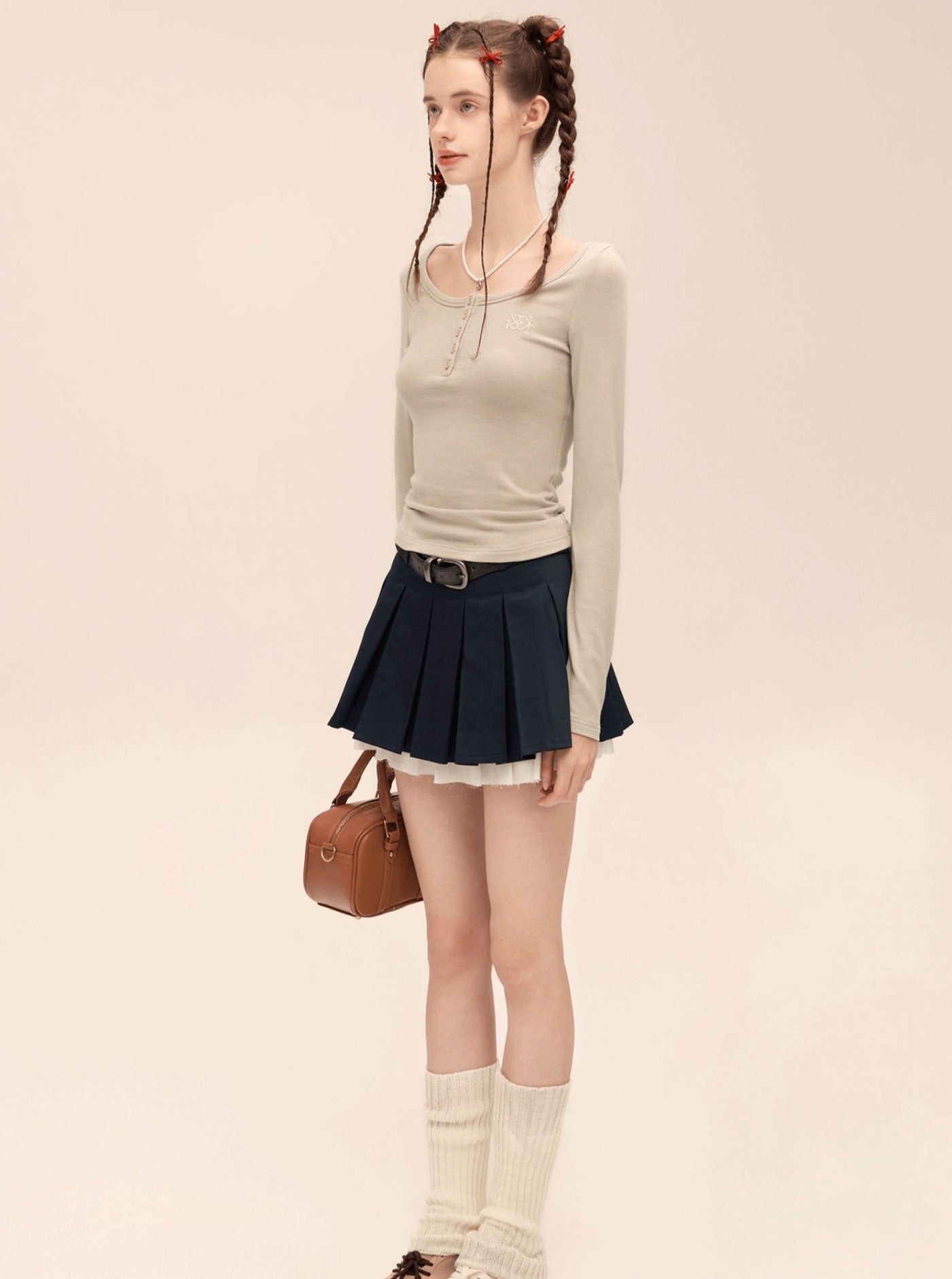 Olivine Double-Layer Contrast Mesh Skirt