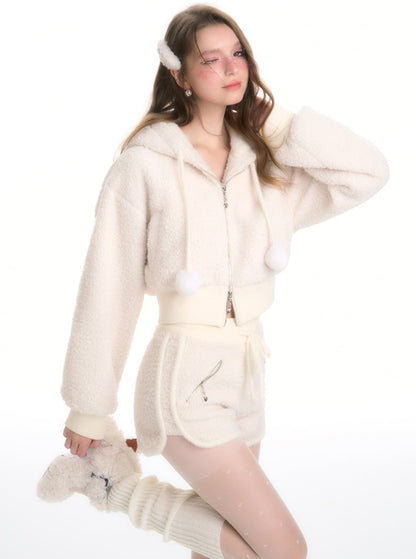 Plush Ball Sweater Slimming Pure Set-up