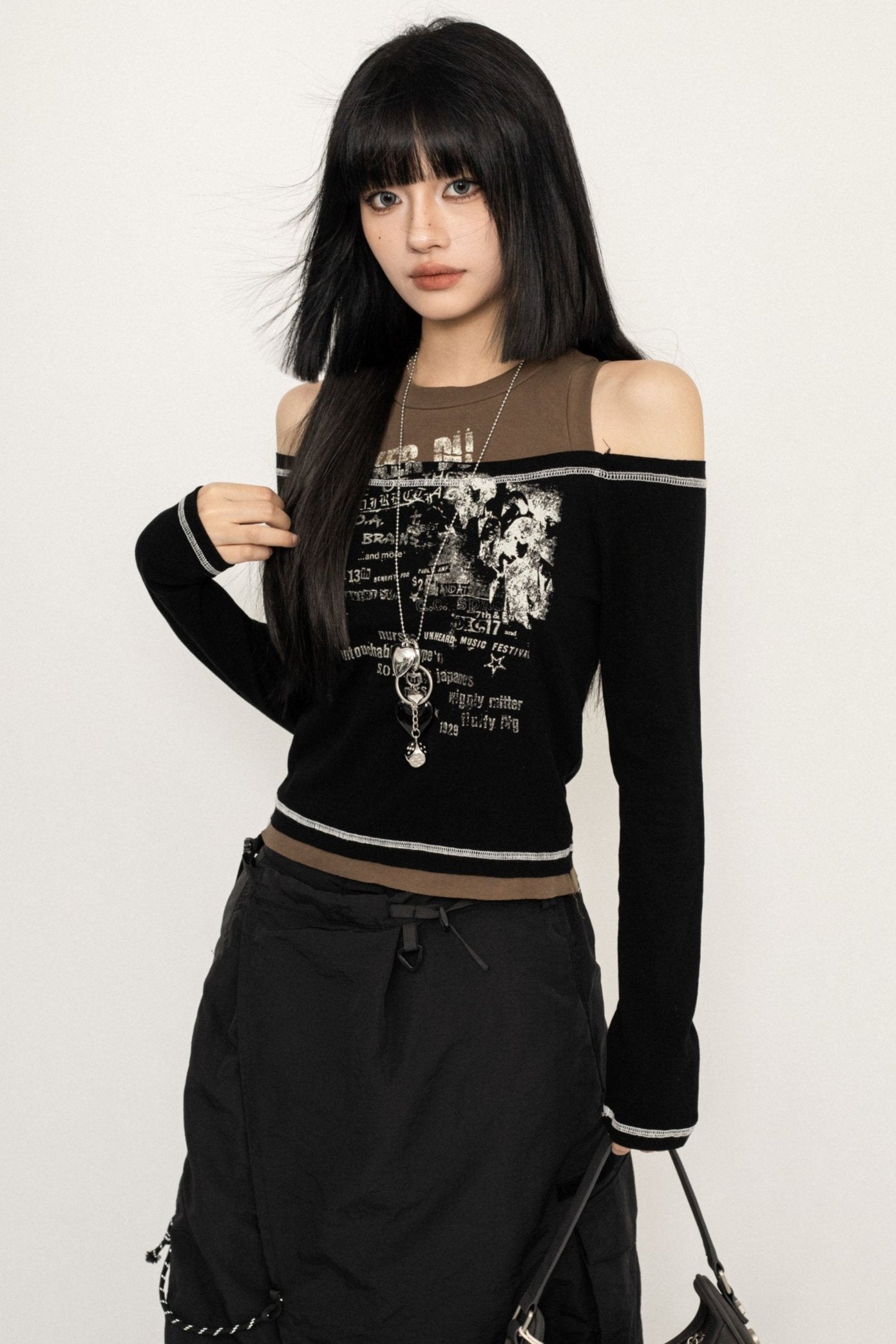 American Off-The-Shoulder Design Crop Top