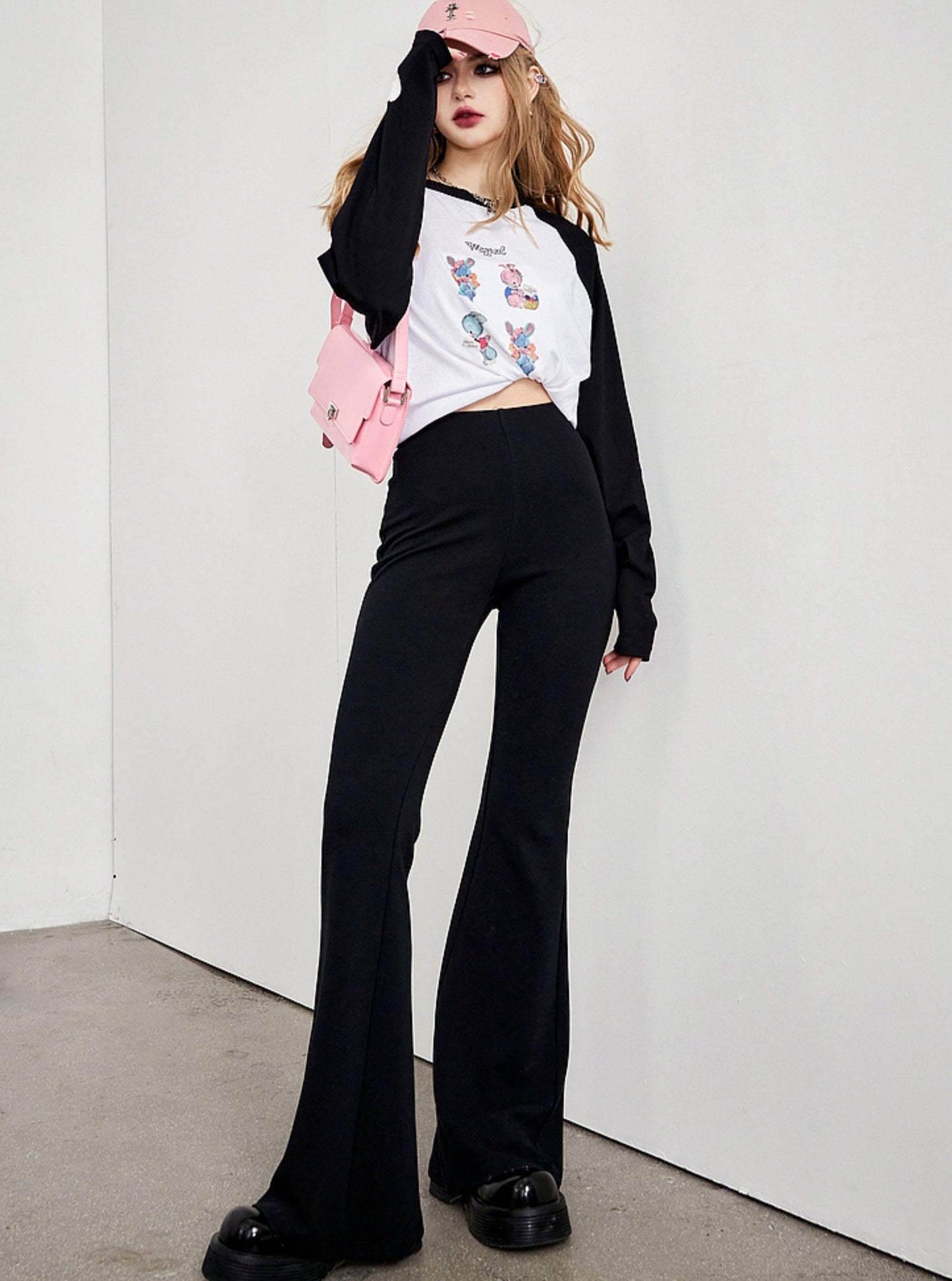 High-Waisted Black Flared Pants