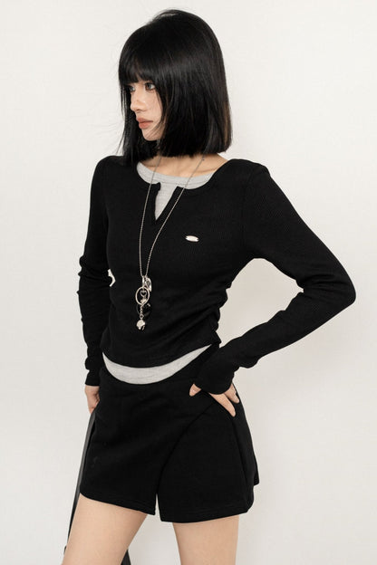 Basic Simple Bottom Long Sleeve Top