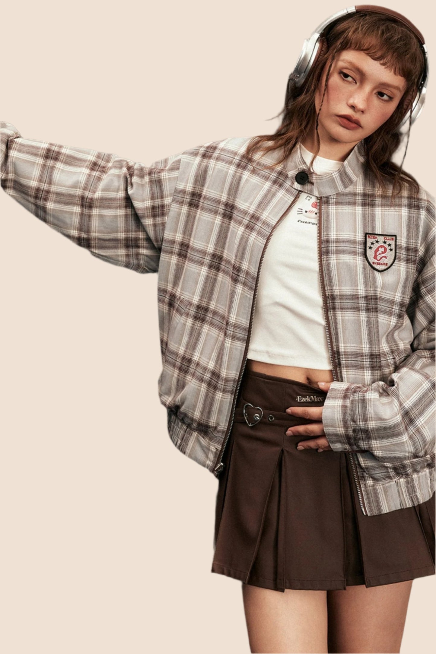 Retro Plaid Reversible Jersey Jacket