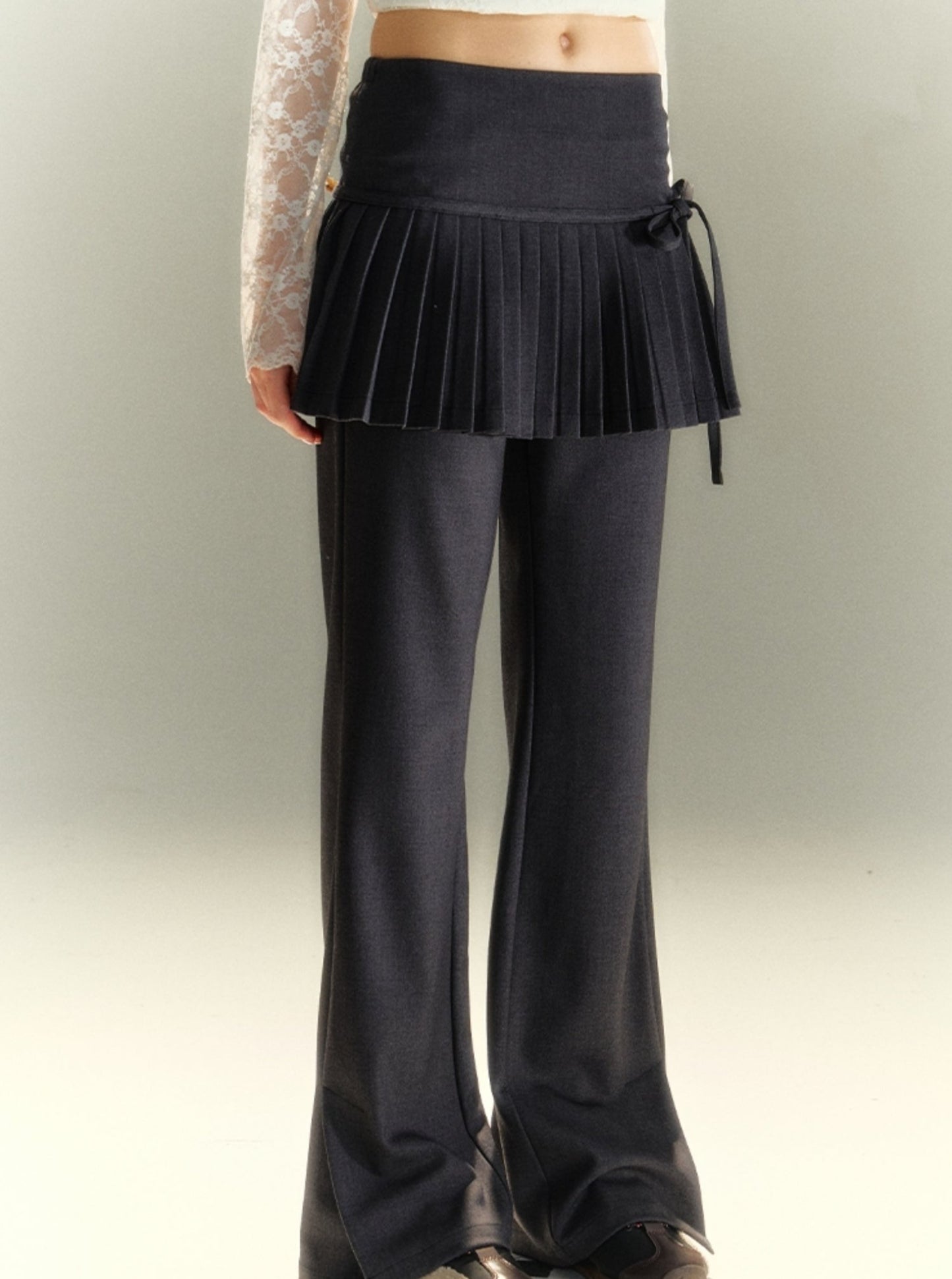 Ballet Style Fake Two Pleated Pants