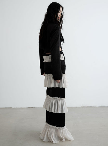 Black And White Texture Maxi Skirt