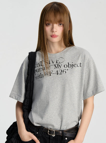 Hip-Hop Neckline Letter T-Shirt