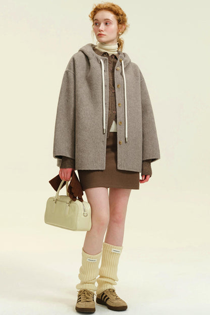 Cropped Tweed Cape Coat