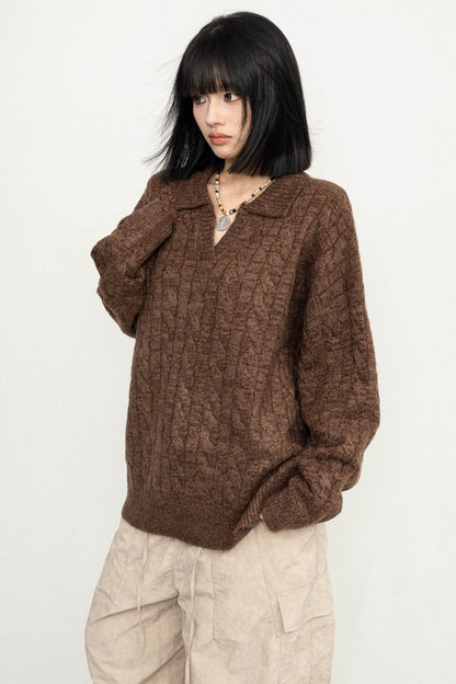 American Retro Style Versatile Loose Knit Sweater