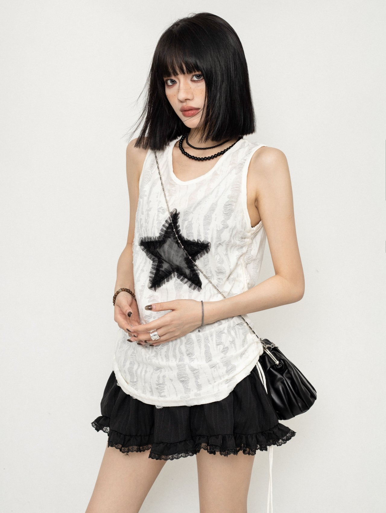 Star Sleeveless Drawstring Vest Top