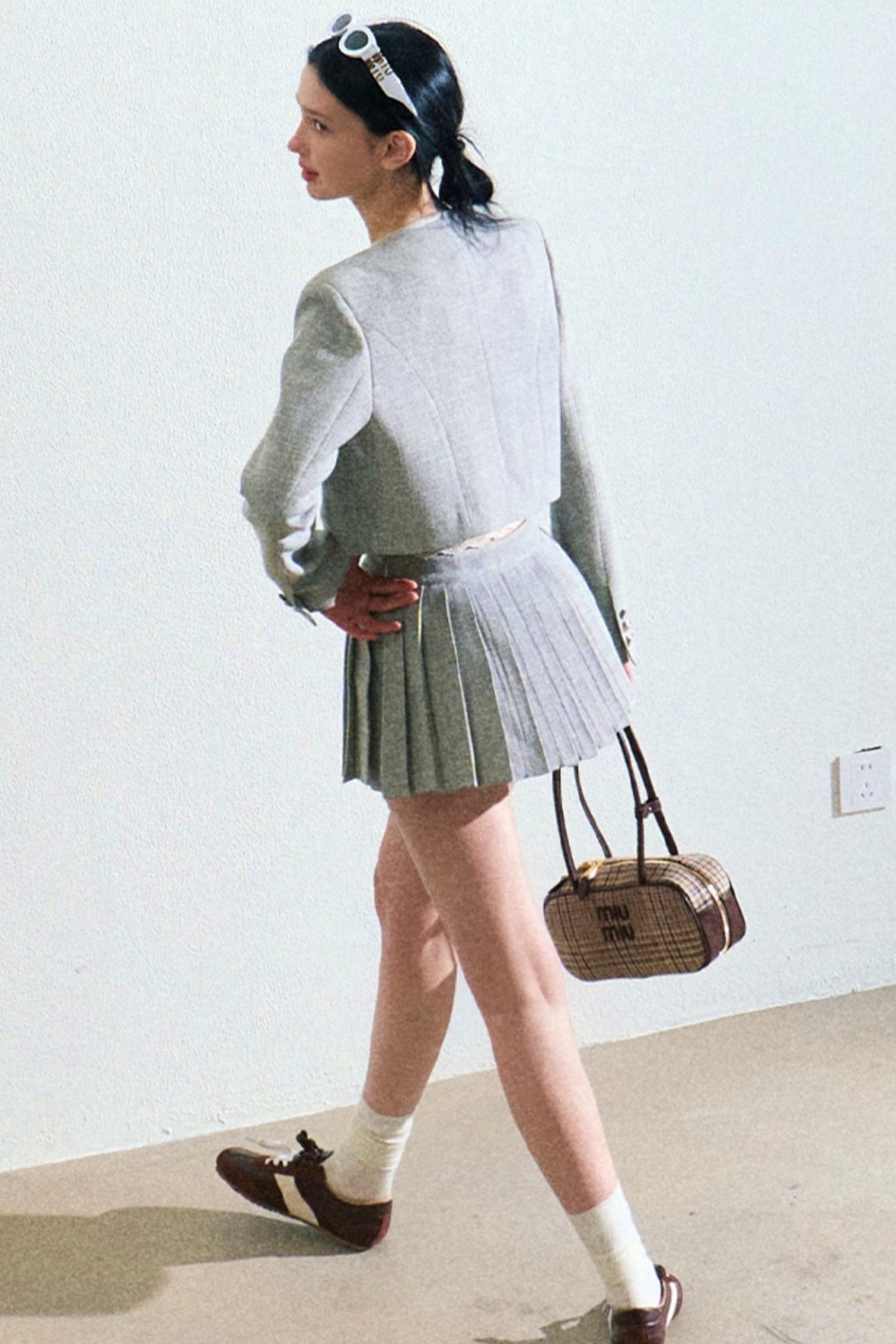 Linen Coat And Pleated Skirt Set-Up