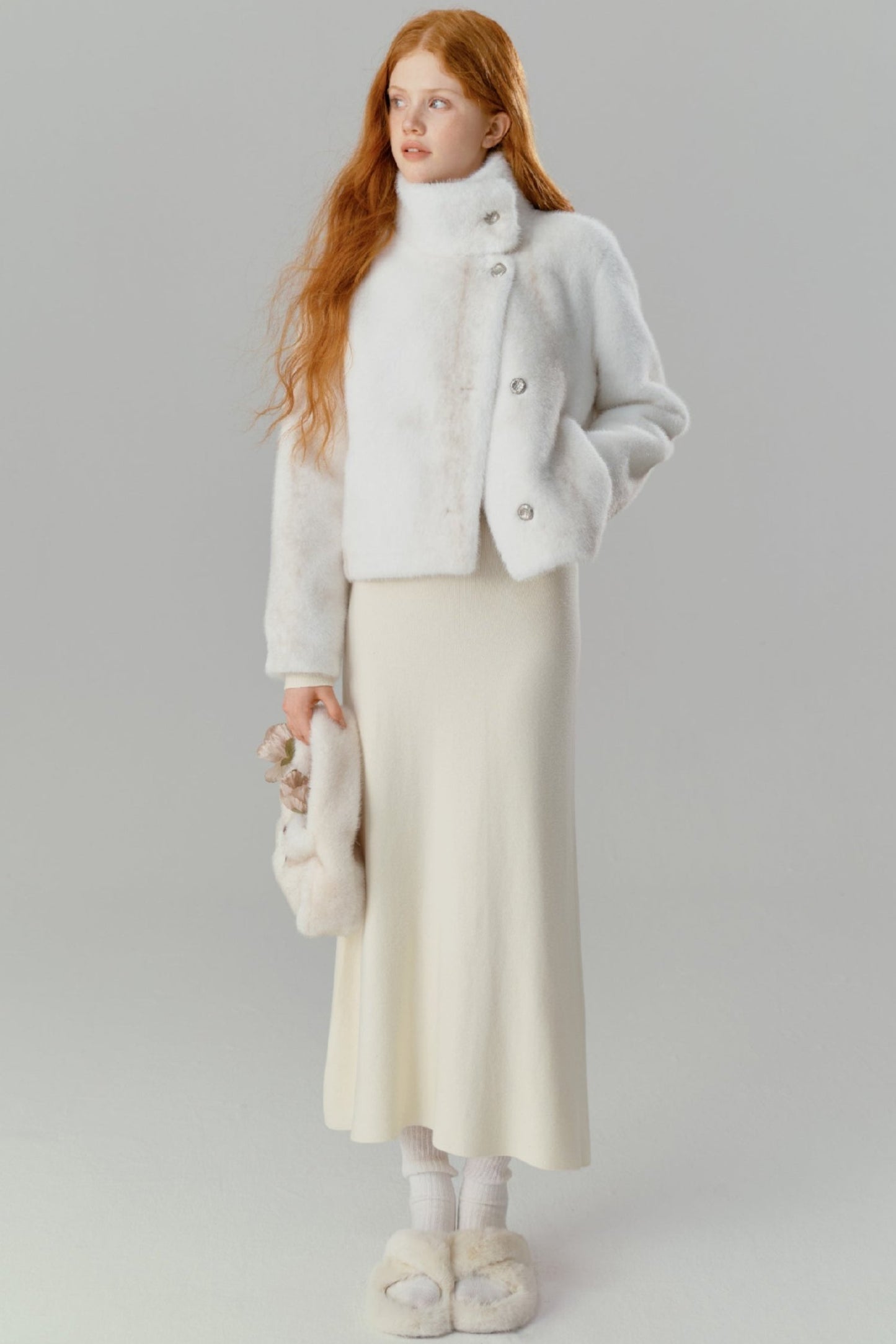 WHITE MINK FUR SHORT COAT