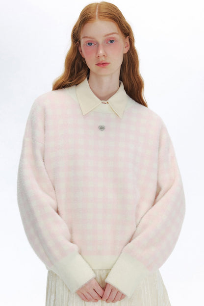 WhyBerry 24AW 'Pearl Jelly Bean' Locker fallende Schulter Vielseitiger Pullover Herbst/Winter 2024