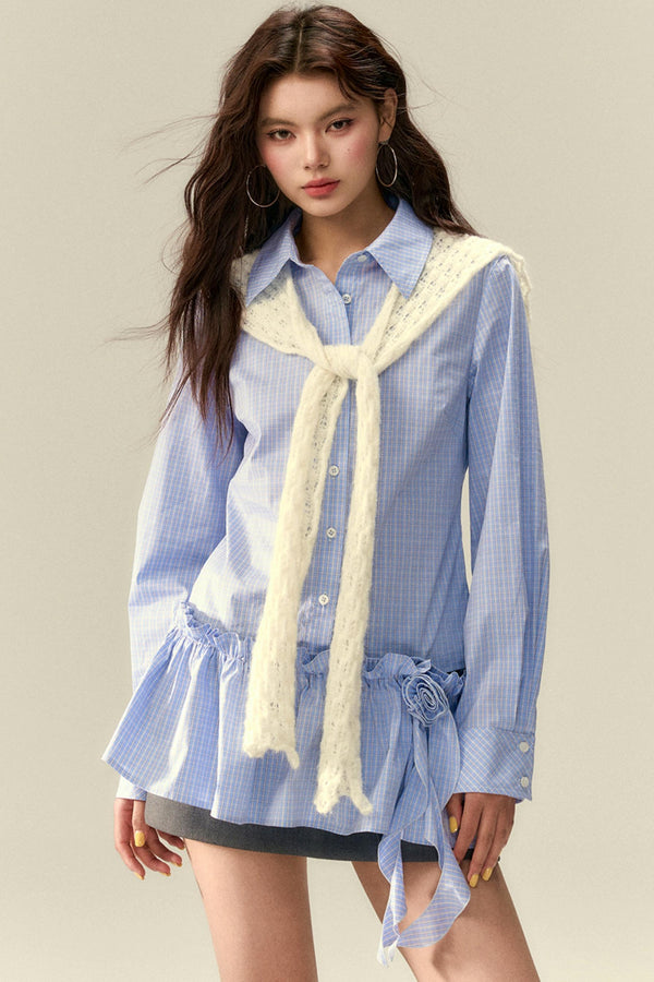 탈부착 가능한 장미 브로치 셔츠 드레스 