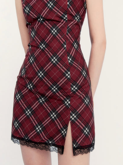 Vintage Chiffon Checkered Dress