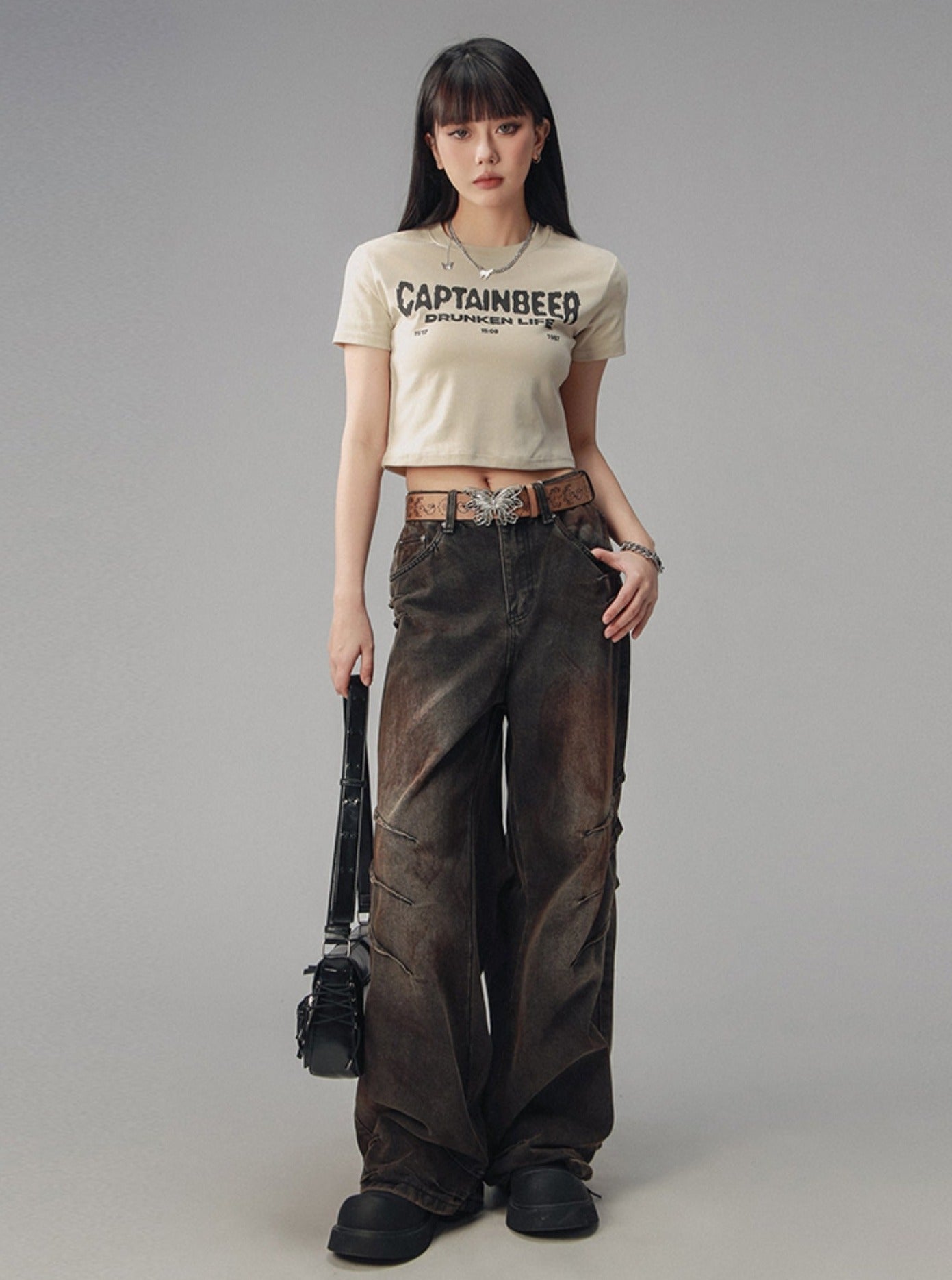 Waist Cropped Crew Neck T-Shirt