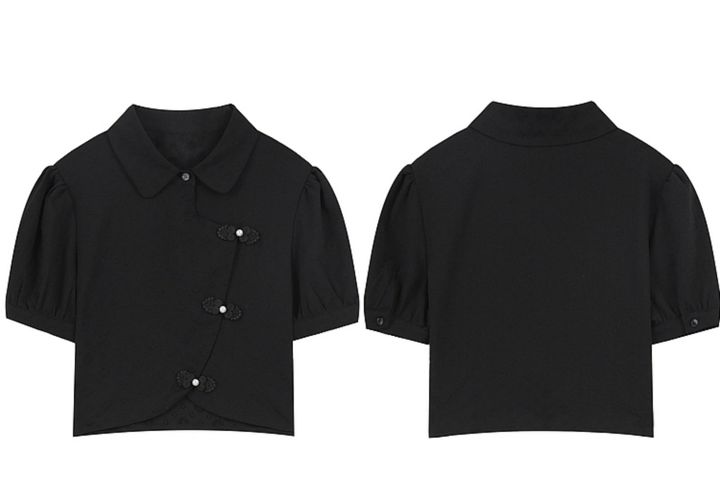 Disc Buckle Puff Sleeve Shirt