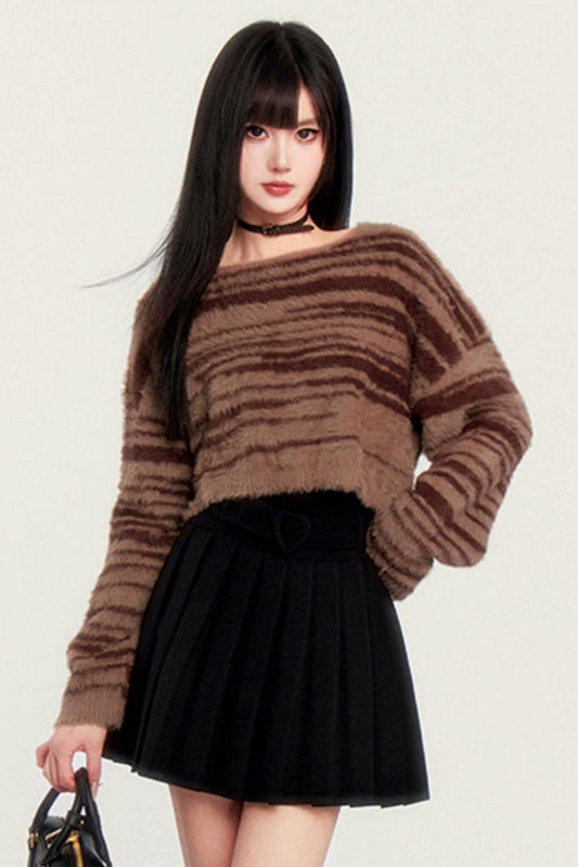 Vintage Brown Striped Knit Sweater