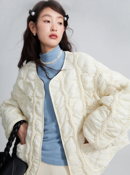 Nest scarf wave quilted jacket