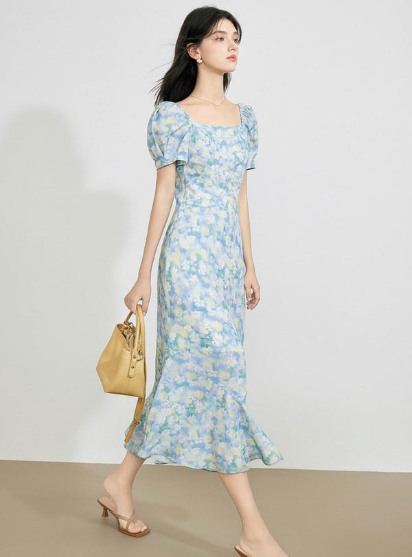 Puff Sleeve Mermaid Dress